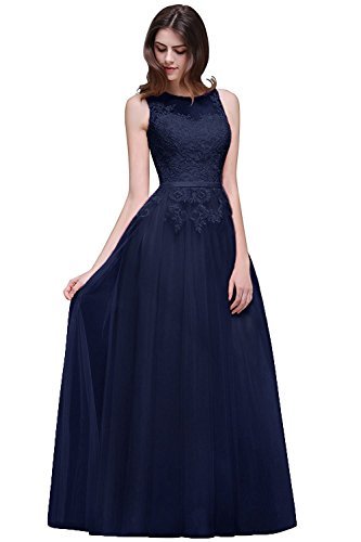 Robe longue bleu marine dentelle