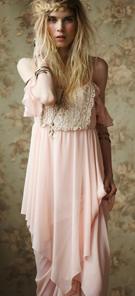 Robe longue boheme rose