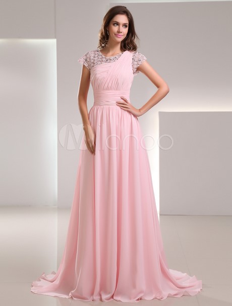 Robe longue de soirée rose