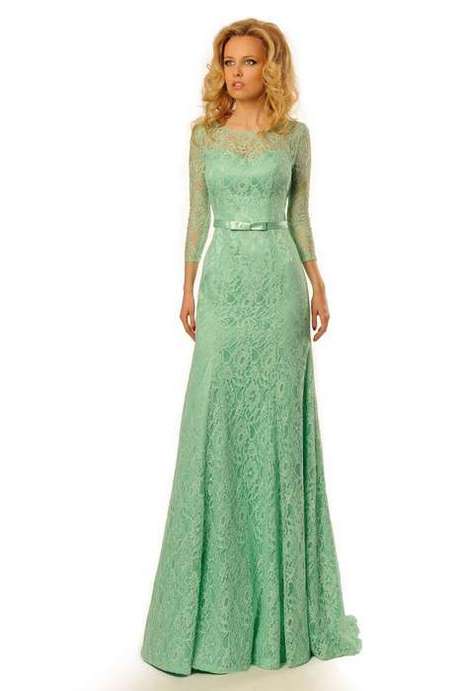 Robe longue dentelle verte