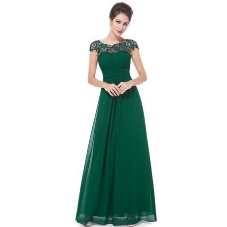 Robe longue dentelle verte