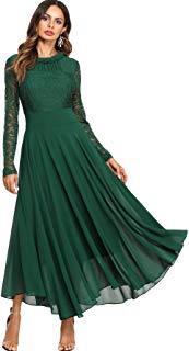 Robe longue dentelle verte