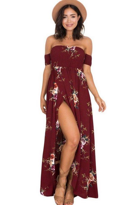 Robe longue fendue ete