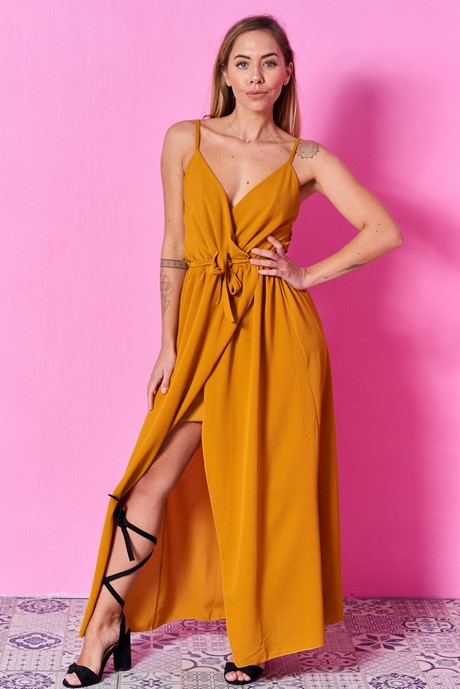 Robe longue moutarde