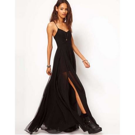 Robe longue noire bretelles