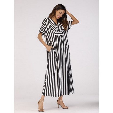 Robe longue rayée noir et blanc