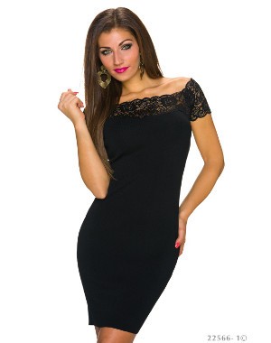 Robe noire col dentelle