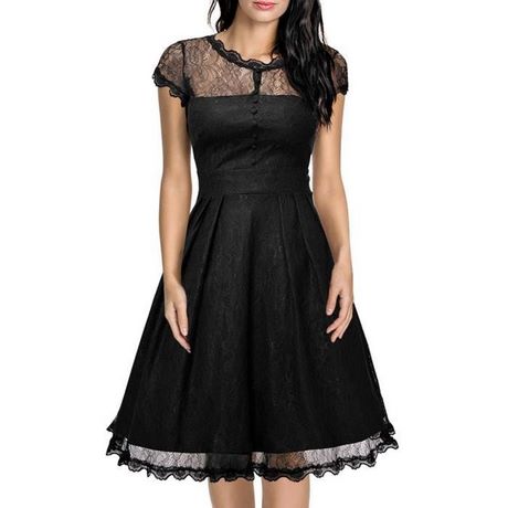 Robe noire manche courte dentelle