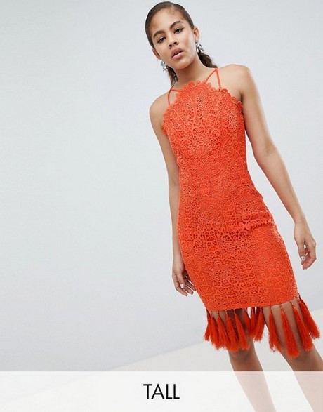 Robe orange dentelle