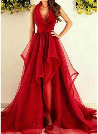 Robe rouge de soiree longue