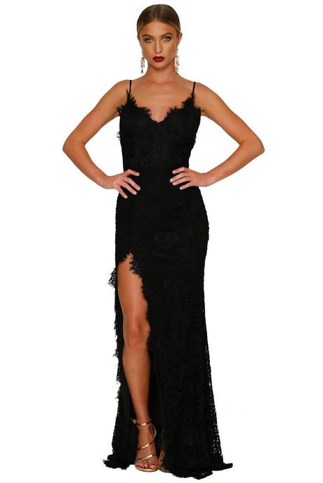 Robe soirée longue noire fendue