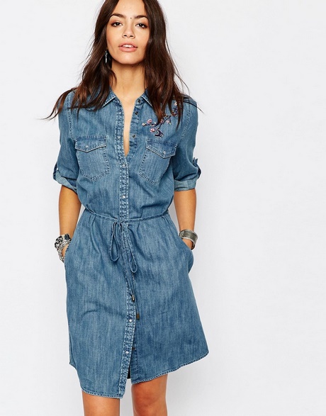 Chemise robe en jean