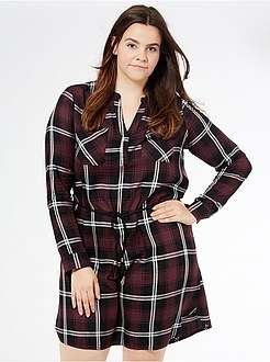 Robe chemise à carreaux femme