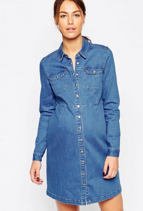 Robe chemise denim femme