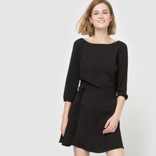 Robe chemisier noire manche longue