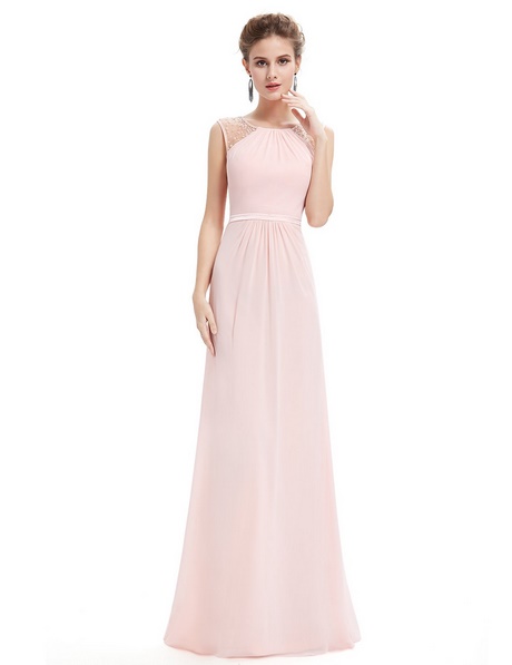 Robe de cocktail longue rose pale