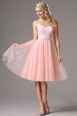 Robe de cocktail rose pastel