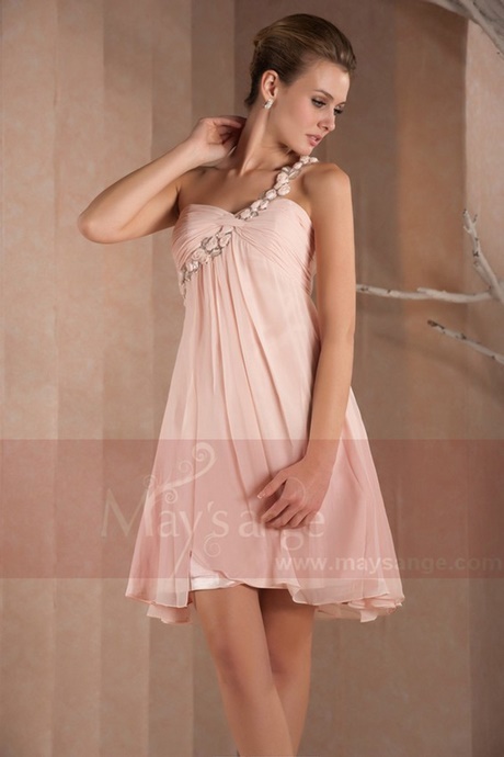 Robe de soirée courte rose pale