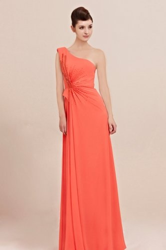 Robe de soirée longue corail