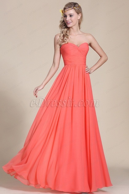 Robe de soirée longue corail