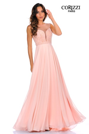 Robe de soirée longue rose pale