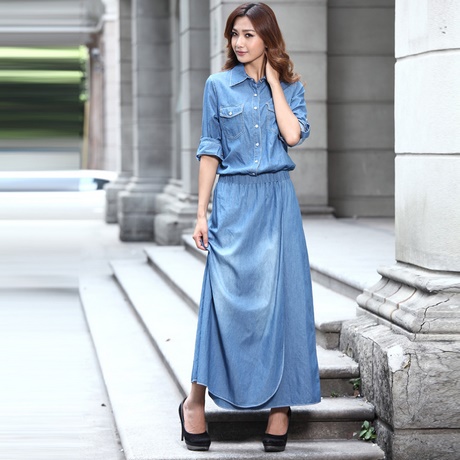 Robe denim longue