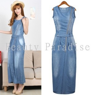 Robe en jean longue femme