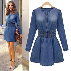 Robe en jean manche longue