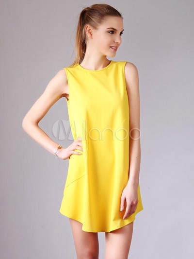 Robe jaune droite