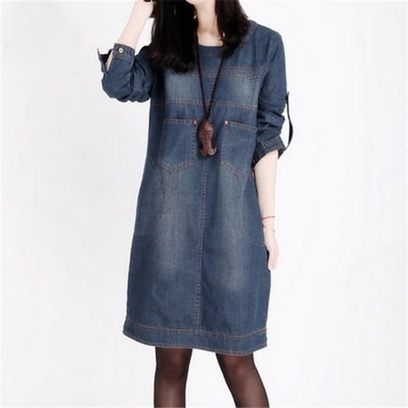 Robe jean manches longues