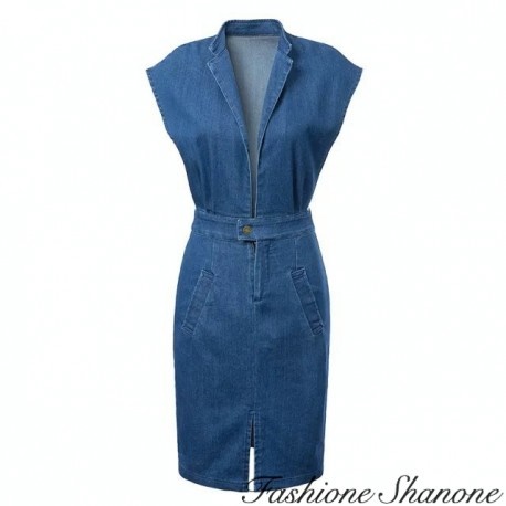 Robe jean mi longue