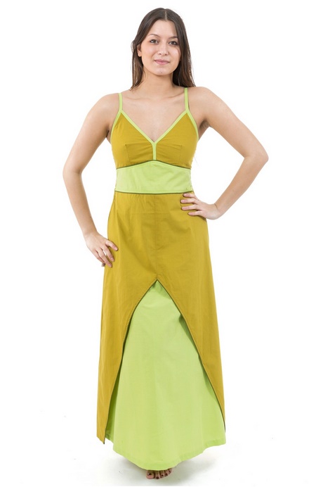 Robe longue jaune moutarde