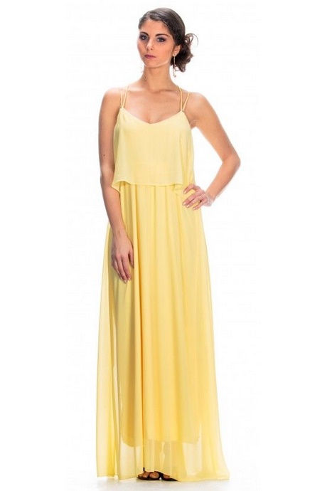 Robe longue jaune pastel