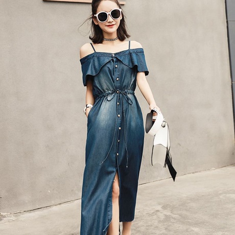 Robe mi longue en jean