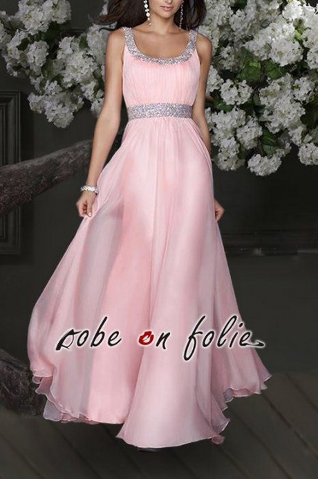 Robe mousseline rose poudrée