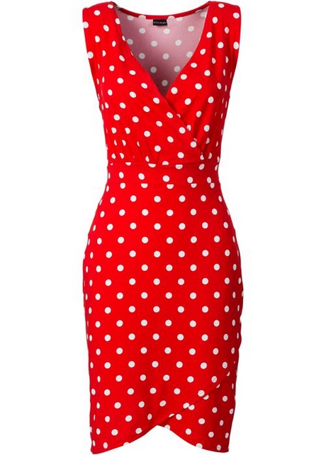 Robe rouge pois blanc femme