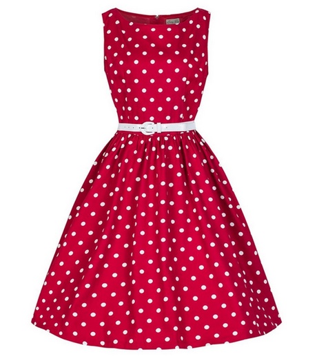 Robe rouge pois blanc femme