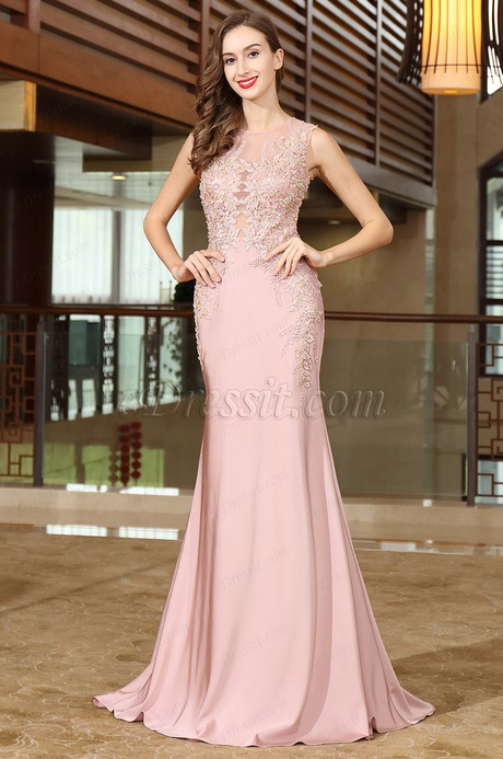 Robe soiree rose poudré