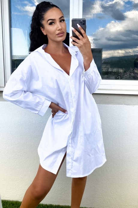 Chemise robe blanche femme