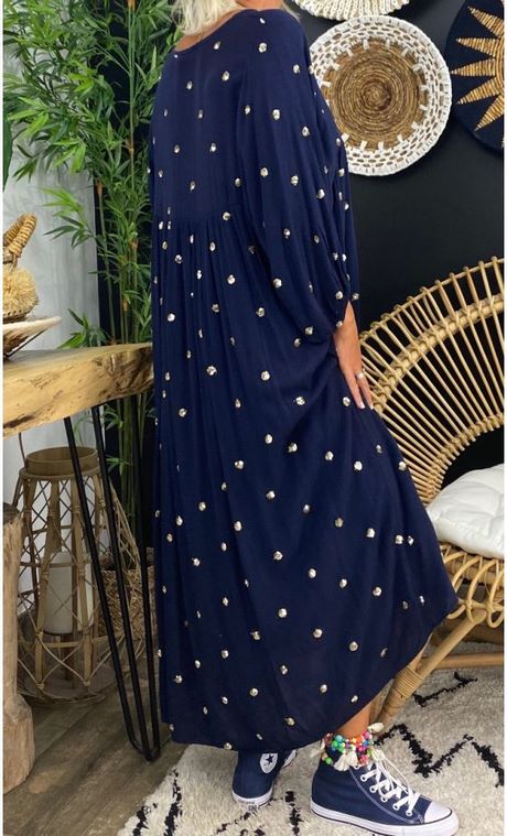 Robe à pois bleu marine