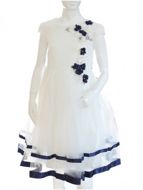 Robe blanche fleurs bleues