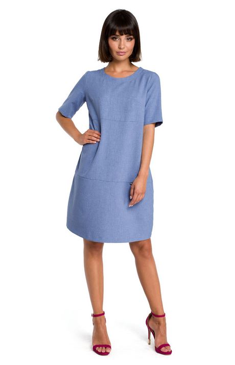 Robe bleu manche courte