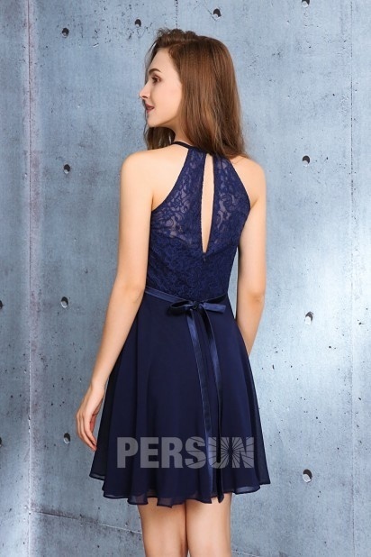 Robe cocktail courte bleu