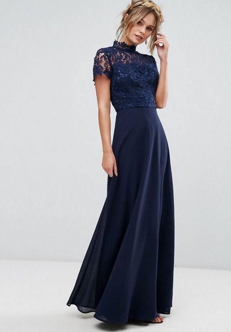 Robe de cocktail longue bleu