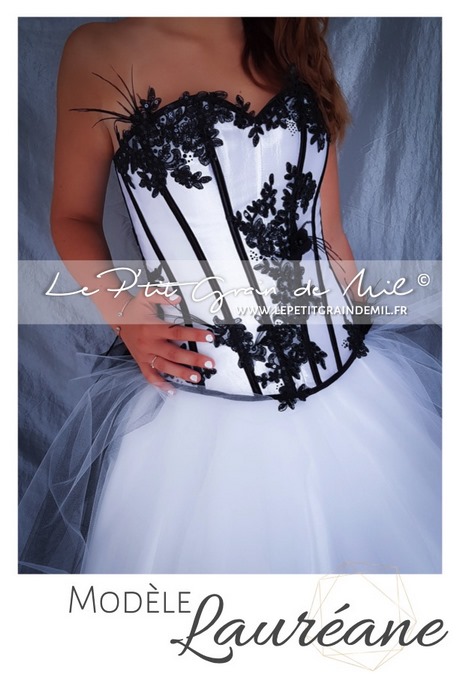 Robe de mariée bustier noir et blanc