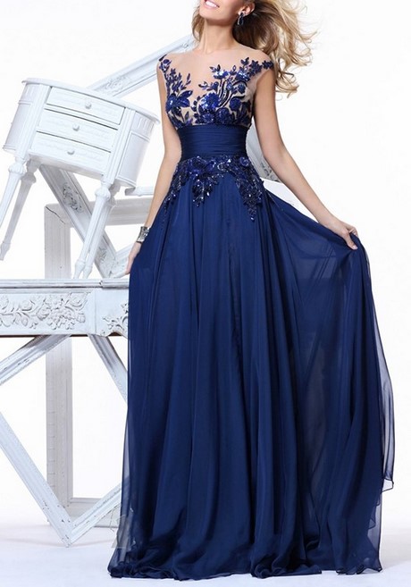 Robe de soirée bleu marine longue