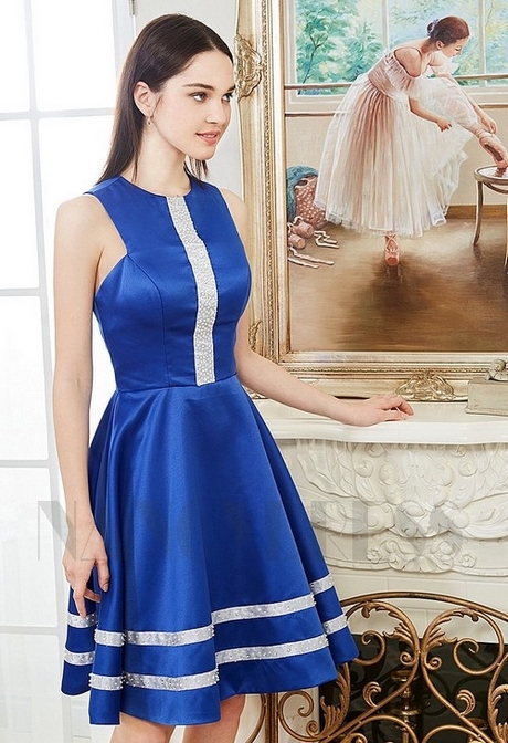 Robe de soirée courte bleu roi