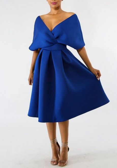 Robe de soirée courte bleu roi