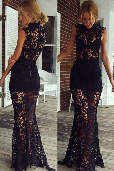 Robe dentelle noire sans manche