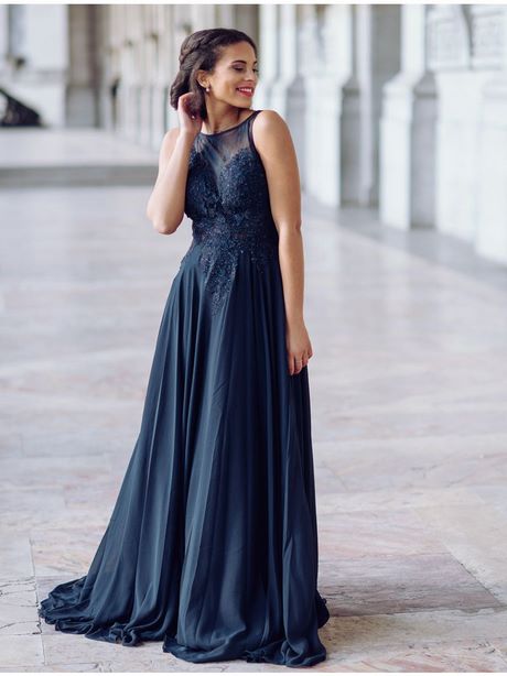 Robe longue bleu foncé